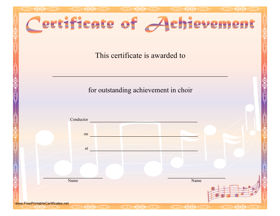 Orange Choir Certificate of Achievement Template Download Printable PDF ...