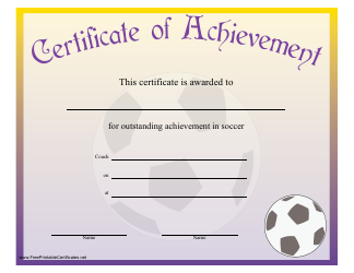 Document preview: Soccer Certificate of Achievement Template