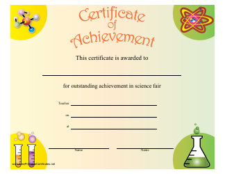 Document preview: Science Fair Certificate of Achievement Template