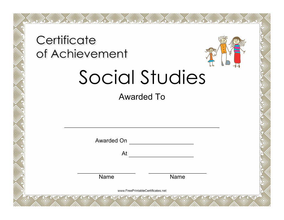 Social Studies Achievement Certificate Template, Page 1