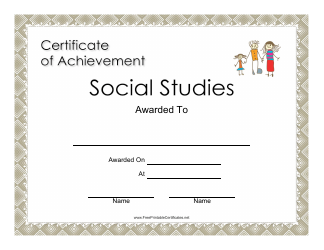 Document preview: Social Studies Achievement Certificate Template