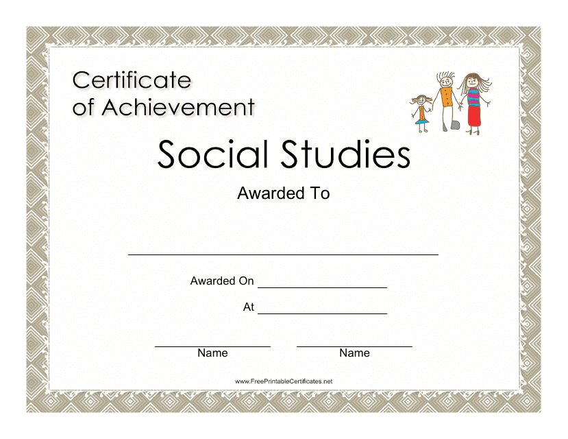 Social Studies Achievement Certificate Template Download Pdf