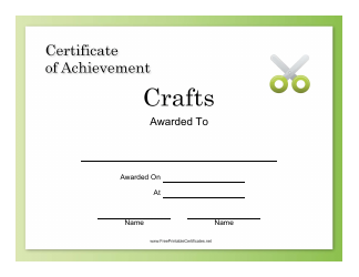 Document preview: Crafts Achievement Certificate Template