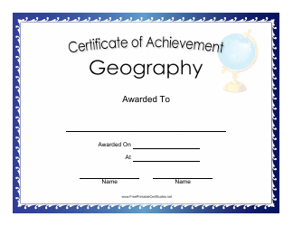 Document preview: Geography Achievement Certificate Template