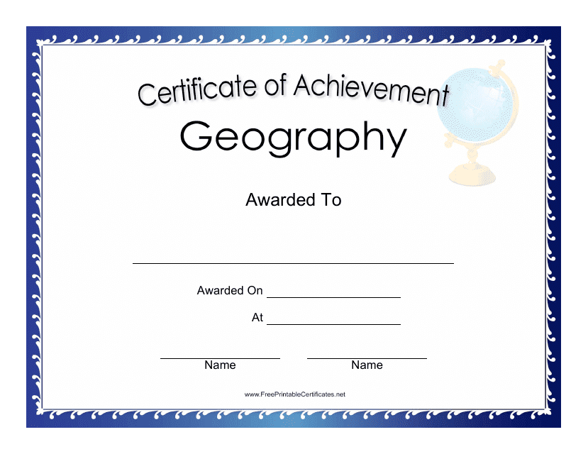Geography Achievement Certificate Template Download Pdf