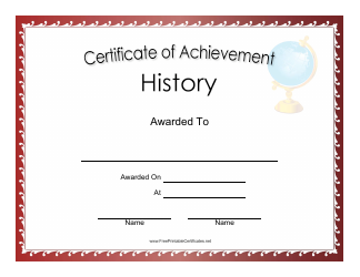 Document preview: History Achievement Certificate Template