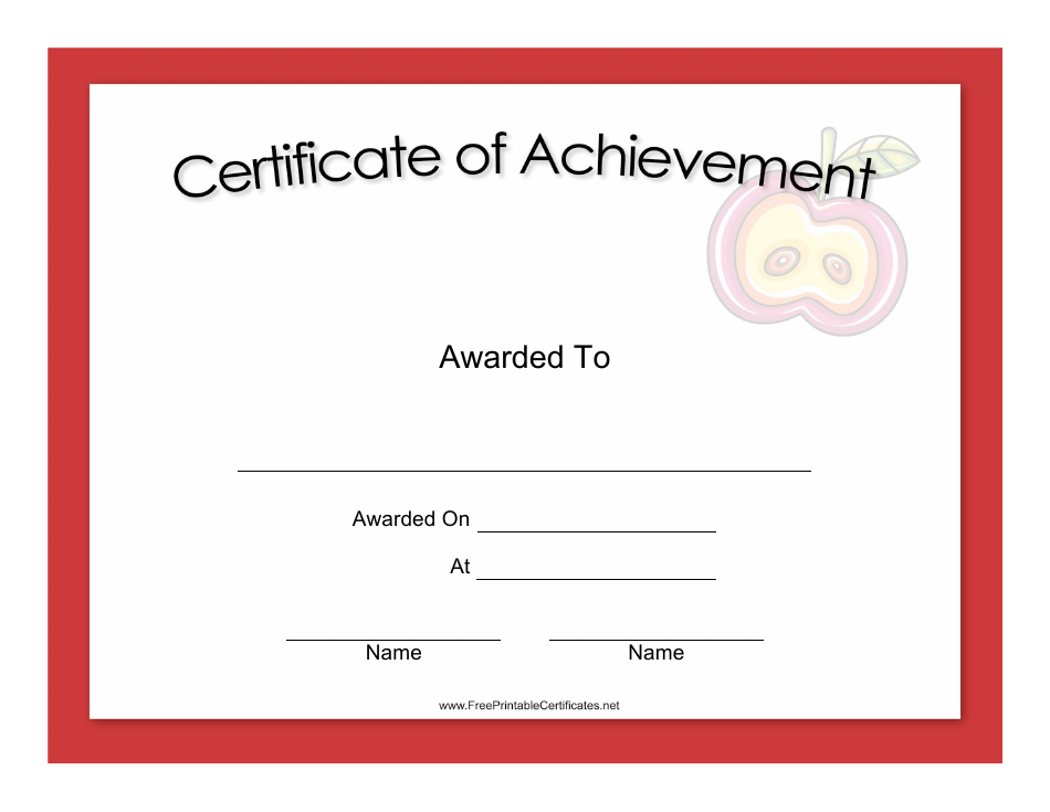 Certificate of Achievement Template with Apple Design