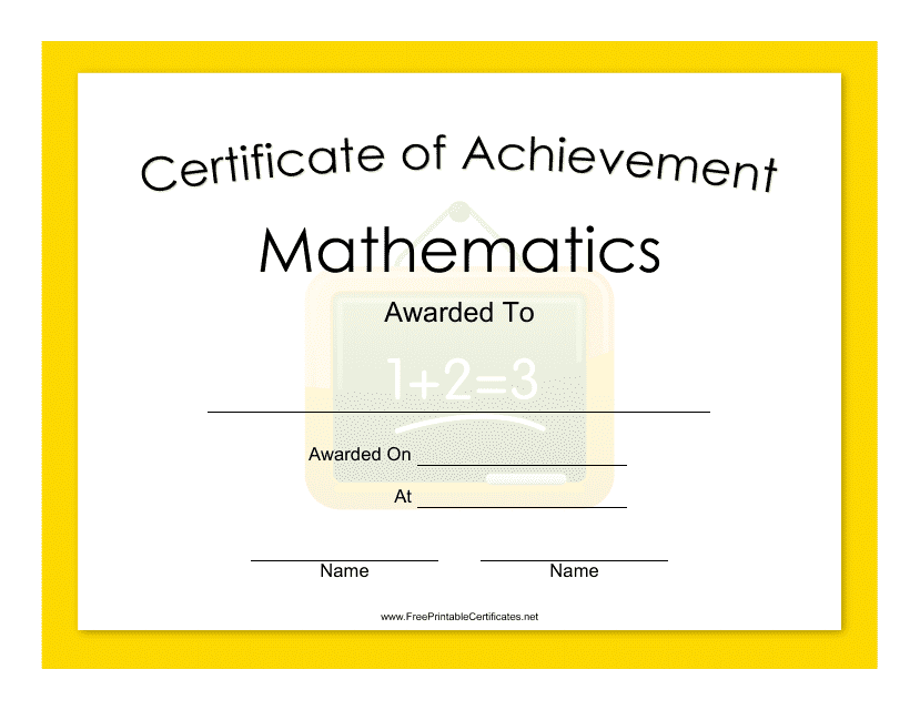 Math Achievement Certificate Template Download Printable Pdf