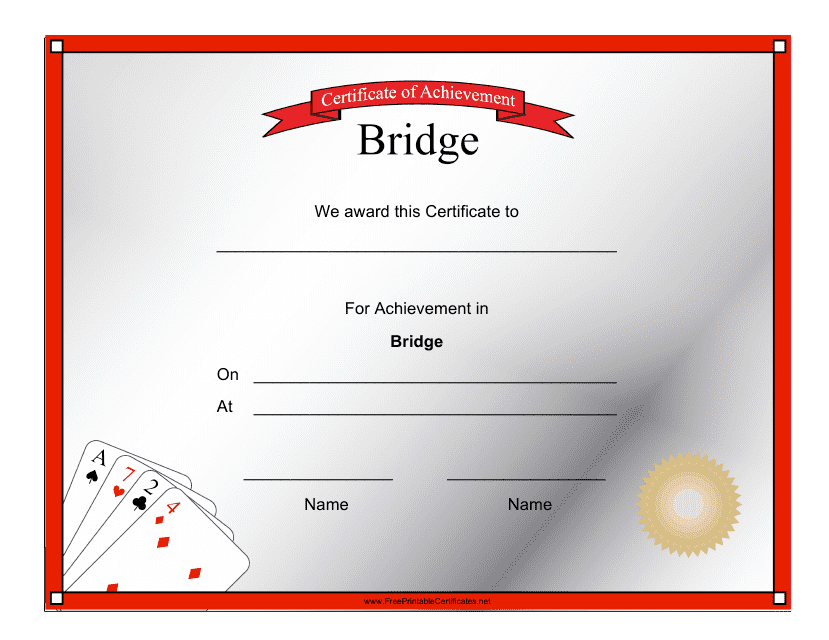 Bridge Achievement Certificate Template