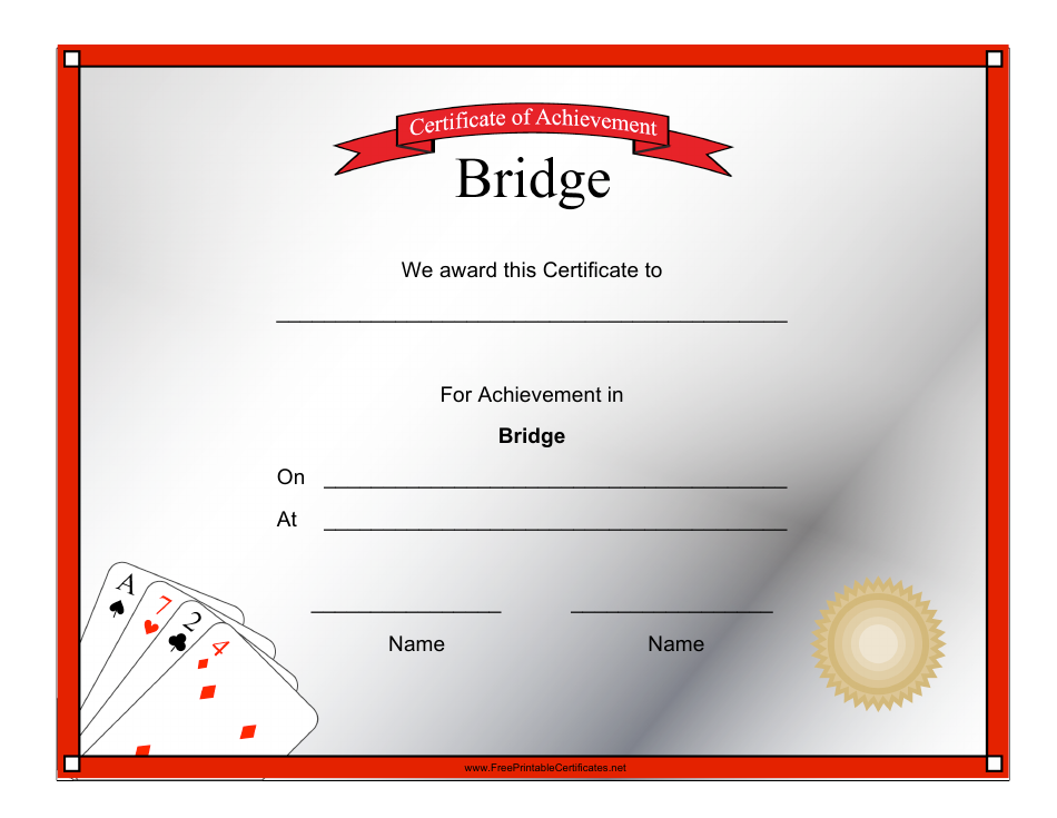 Bridge Achievement Certificate Template Image Preview