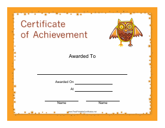 Document preview: Certificate of Achievement Template - Owl