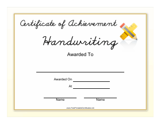 Document preview: Handwriting Achievement Certificate Template