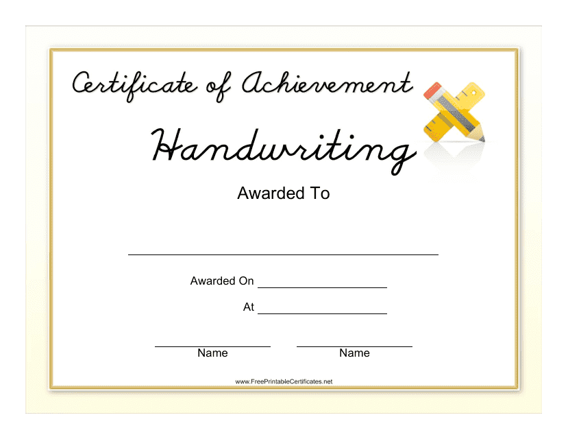 Handwriting Achievement Certificate Template - Download preview