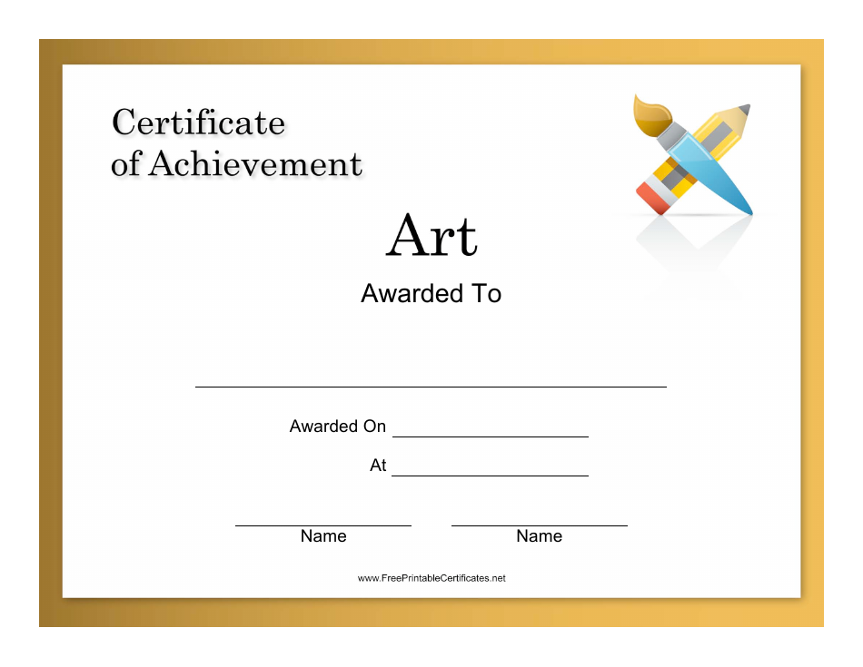 Art Achievement Certificate Template, Page 1