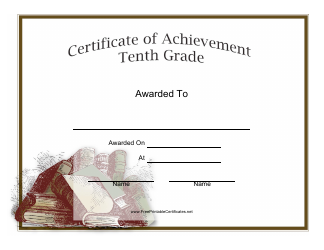 &quot;Tenth Grade Achievement Certificate Template&quot;