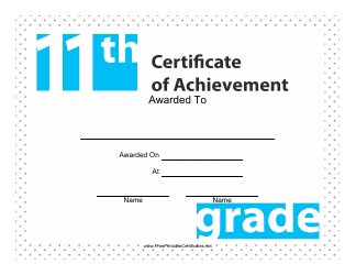 Document preview: 11th Grade Achievement Certificate Template