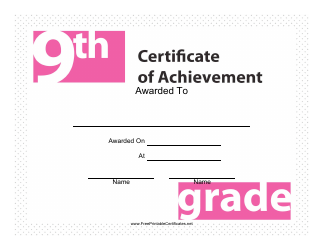 Document preview: 9th Grade Achievement Certificate Template