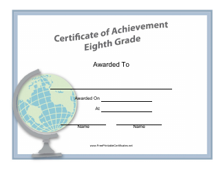 Document preview: Eighth Grade Achievement Certificate Template