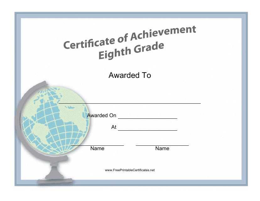 Eighth Grade Achievement Certificate Template