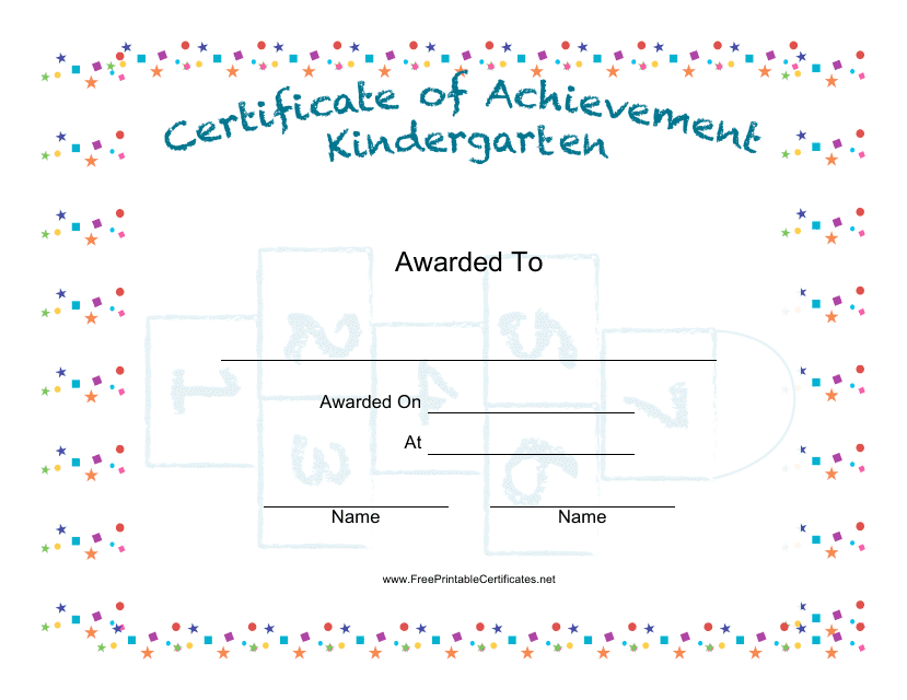 Kindergarten Achievement Certificate Template - Blue