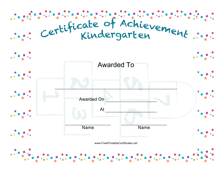 Kindergarten Achievement Blue Certificate Template image preview possible