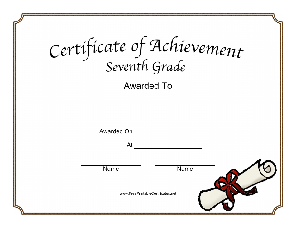 Seventh Grade Achievement Certificate Template Download Printable PDF ...