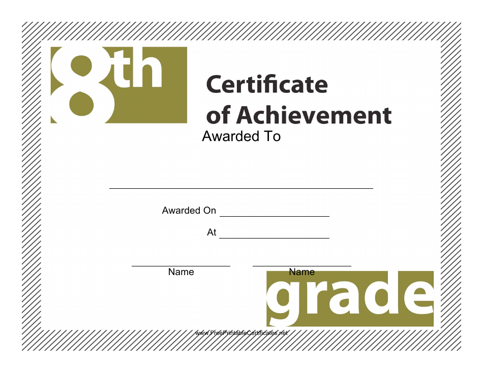 8th Grade Achievement Certificate Template - A professionally designed certificate template to celebrate the achievements of 8th grade students.