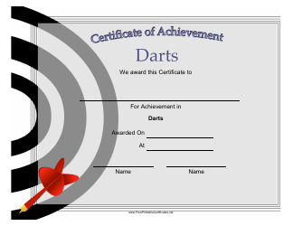 &quot;Darts Certificate of Achievement Template&quot;