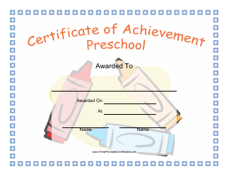 Document preview: Preschool Achievement Certificate Template - Pencils