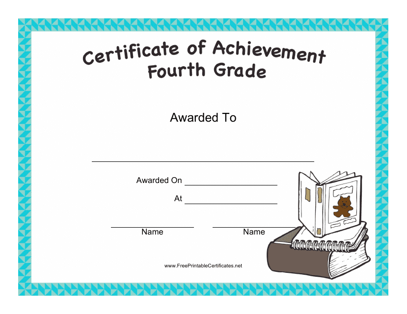 Fourth Grade Achievement Certificate Template