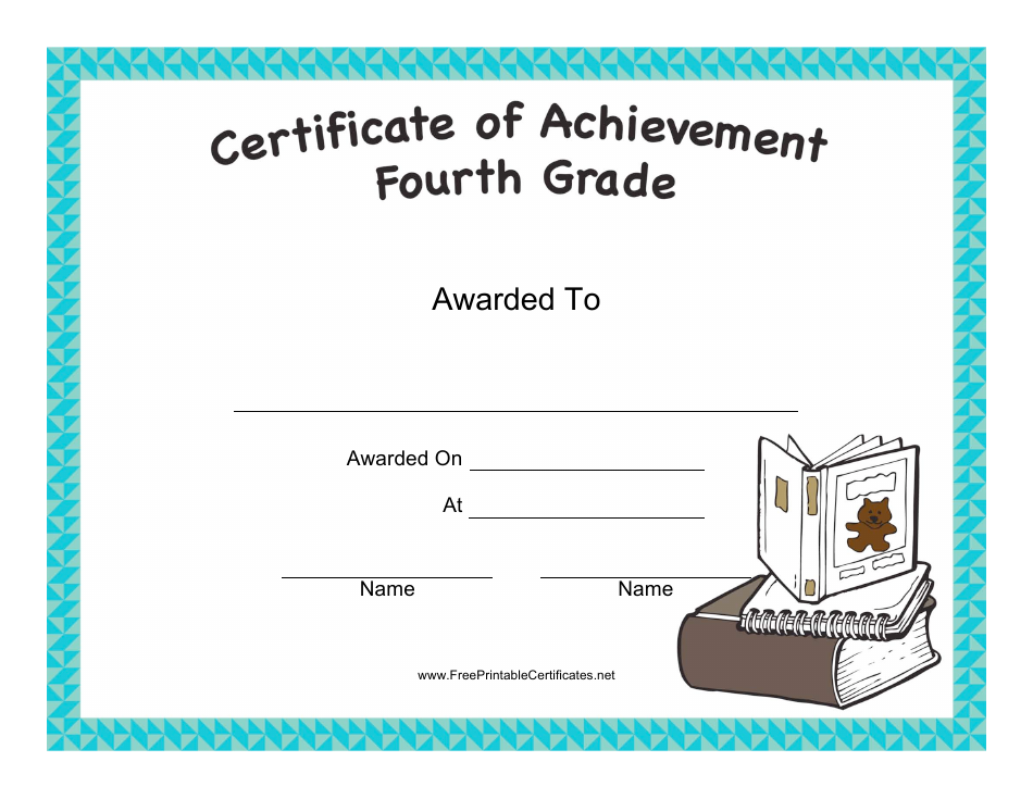 Fourth Grade Achievement Certificate Template Image Preview