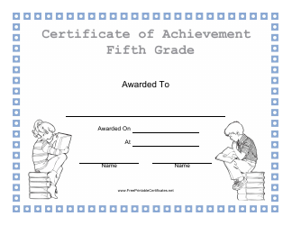 Document preview: Fifth Grade Achievement Certificate Template