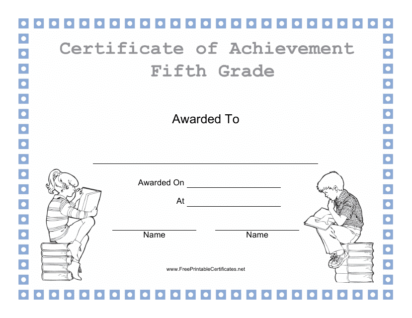 Fifth Grade Achievement Certificate Template