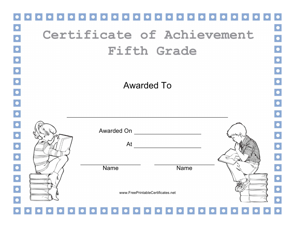Fifth Grade Achievement Certificate Template Preview