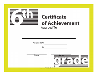 Document preview: 6th Grade Achievement Certificate Template