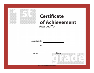 &quot;1st Grade Achievement Certificate Template&quot;