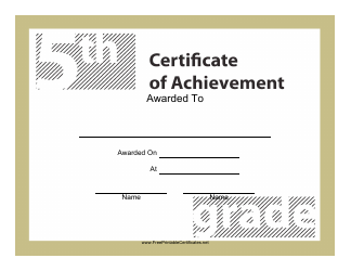 Document preview: 5th Grade Achievement Certificate Template