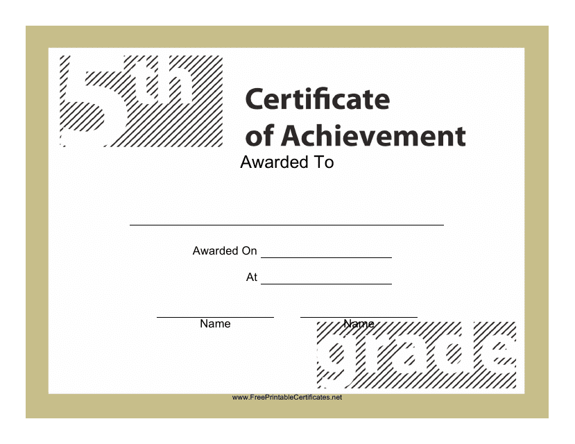 5th Grade Achievement Certificate Template Download Pdf