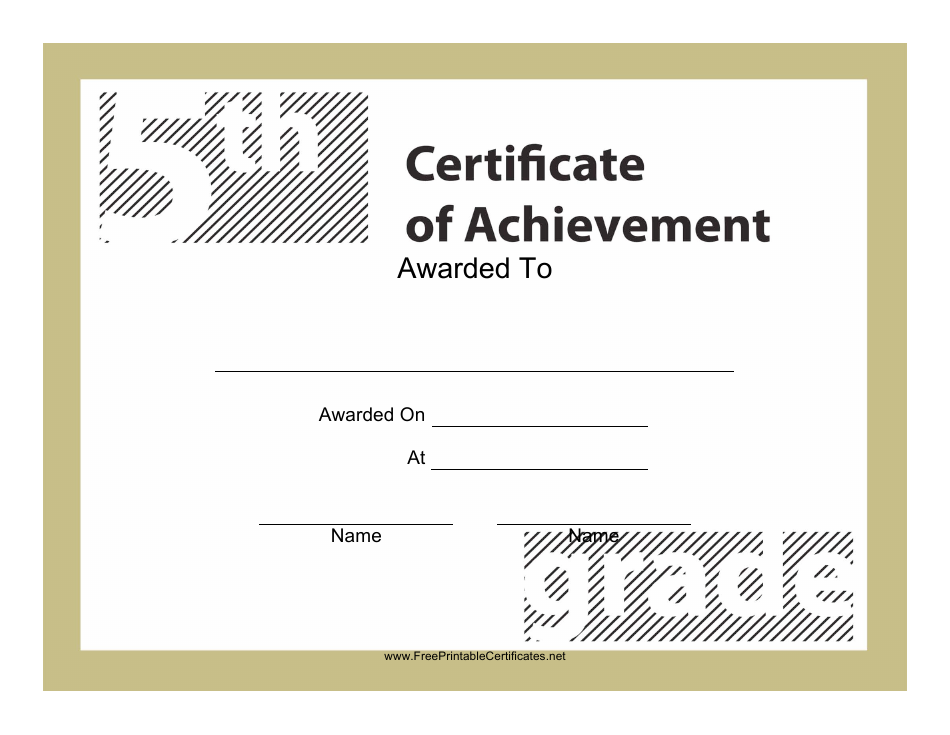 5th Grade Achievement Certificate Template, Page 1