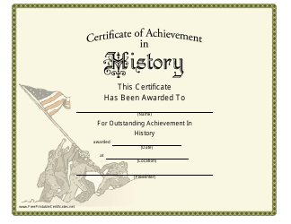 Document preview: History Certificate of Achievement Template