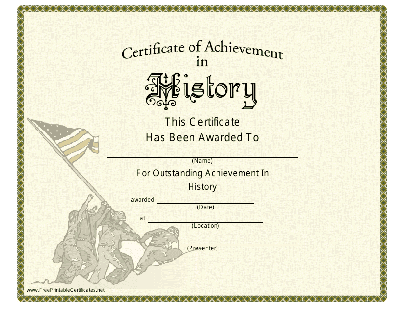 History Certificate of Achievement Template
