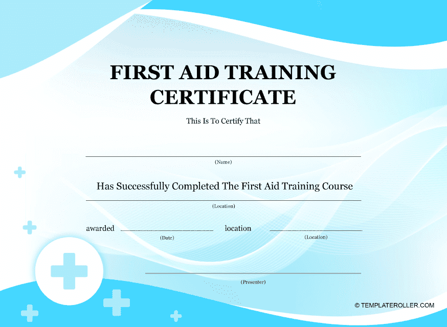 First Aid Training Certificate Template - Professional and Customizable Design