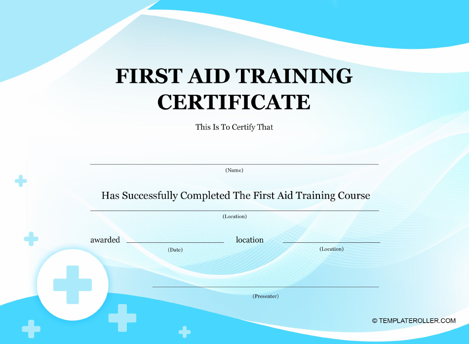First Aid Training Certificate Template - Professional and Customizable Design
