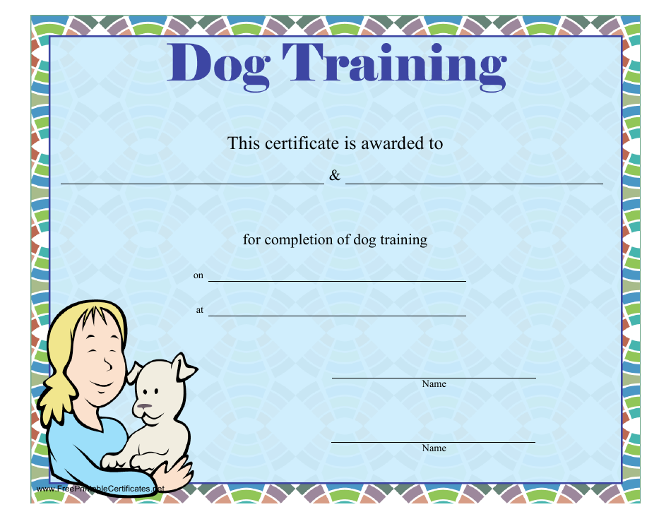Dog Training Certificate Template, Page 1