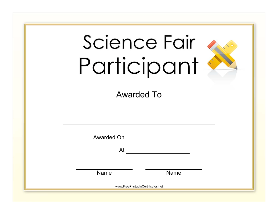 Science Fair Participant Certificate Template