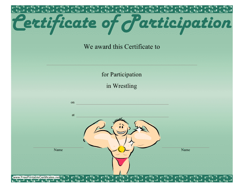 Wrestling Certificate of Participation Template