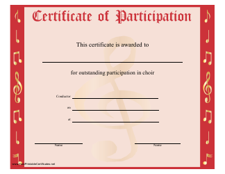 Document preview: Choir Certificate of Participation Template