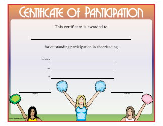 Document preview: Cheerleading Certificate of Participation Template