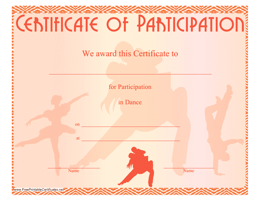 Dance Certificate of Participation Template
