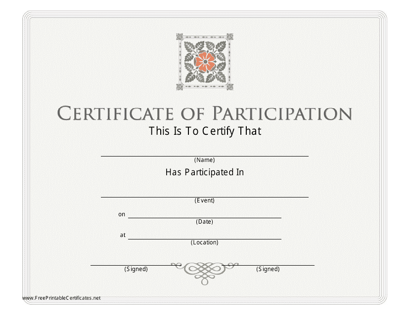 Certificate of Participation Template - Grey